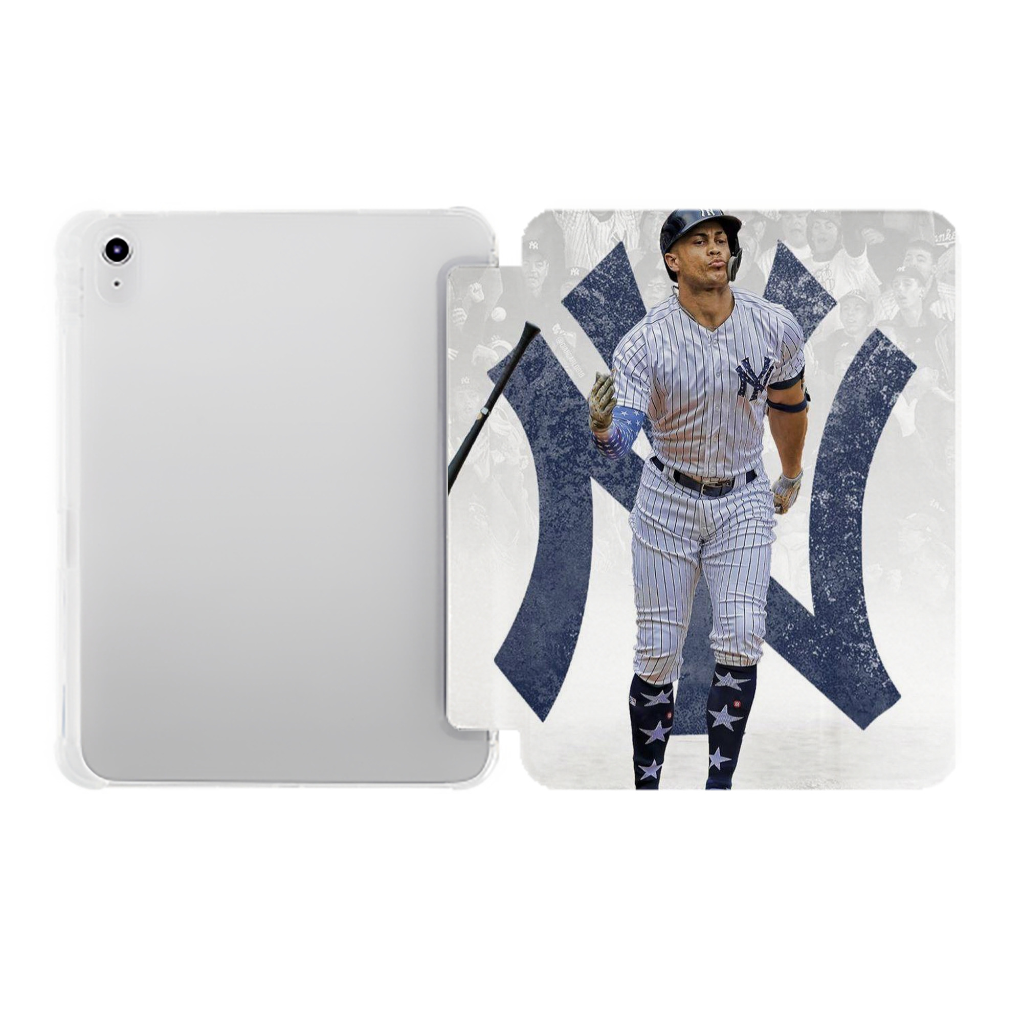 Giancarlo Stanton 15 Premium Tri-Fold PU Leather & Silicone IPad Case With Pencil Slot – Fits 9.5,10.5,10.9 – Adjustable Stand, Slim, Protective